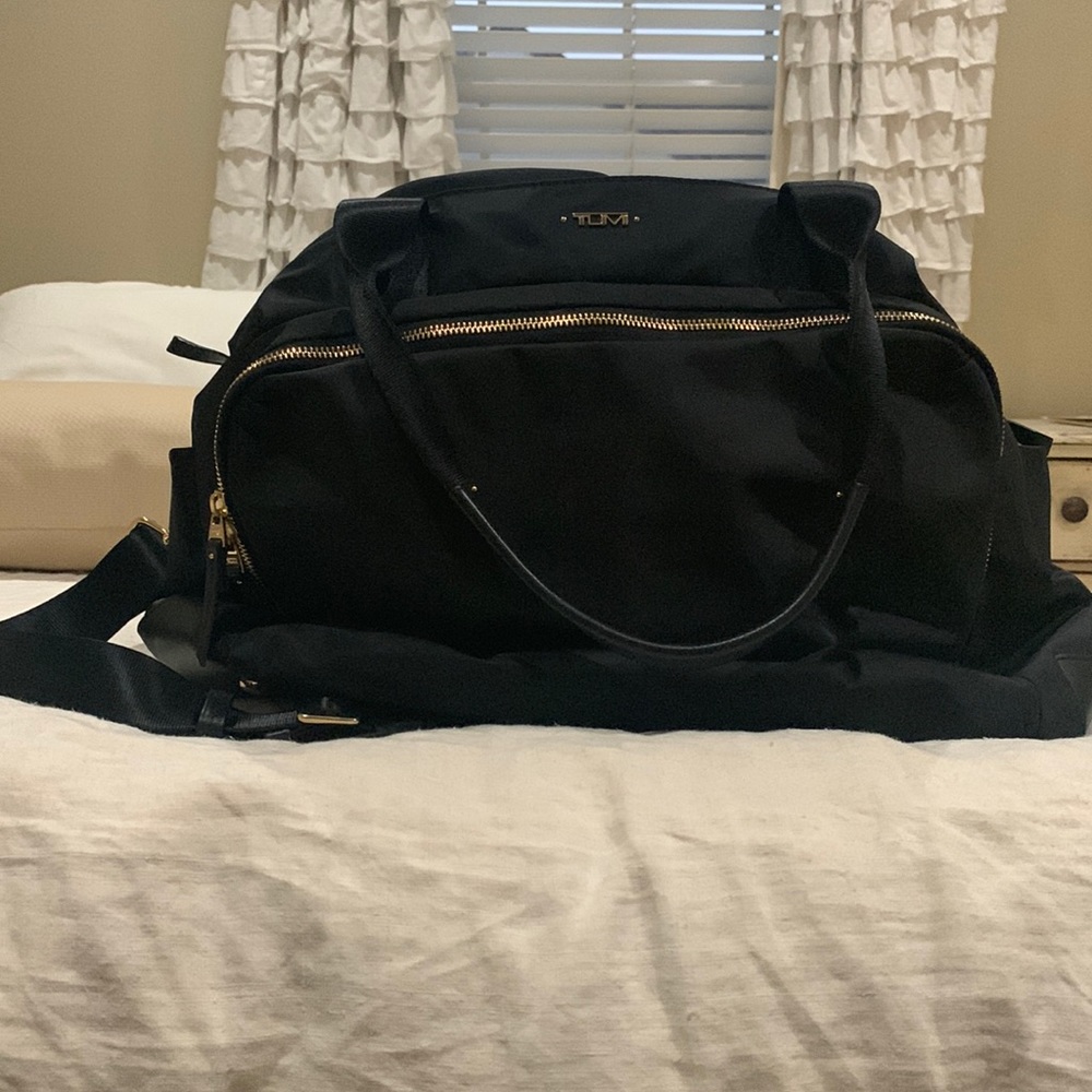Tumi black carry-on satchel